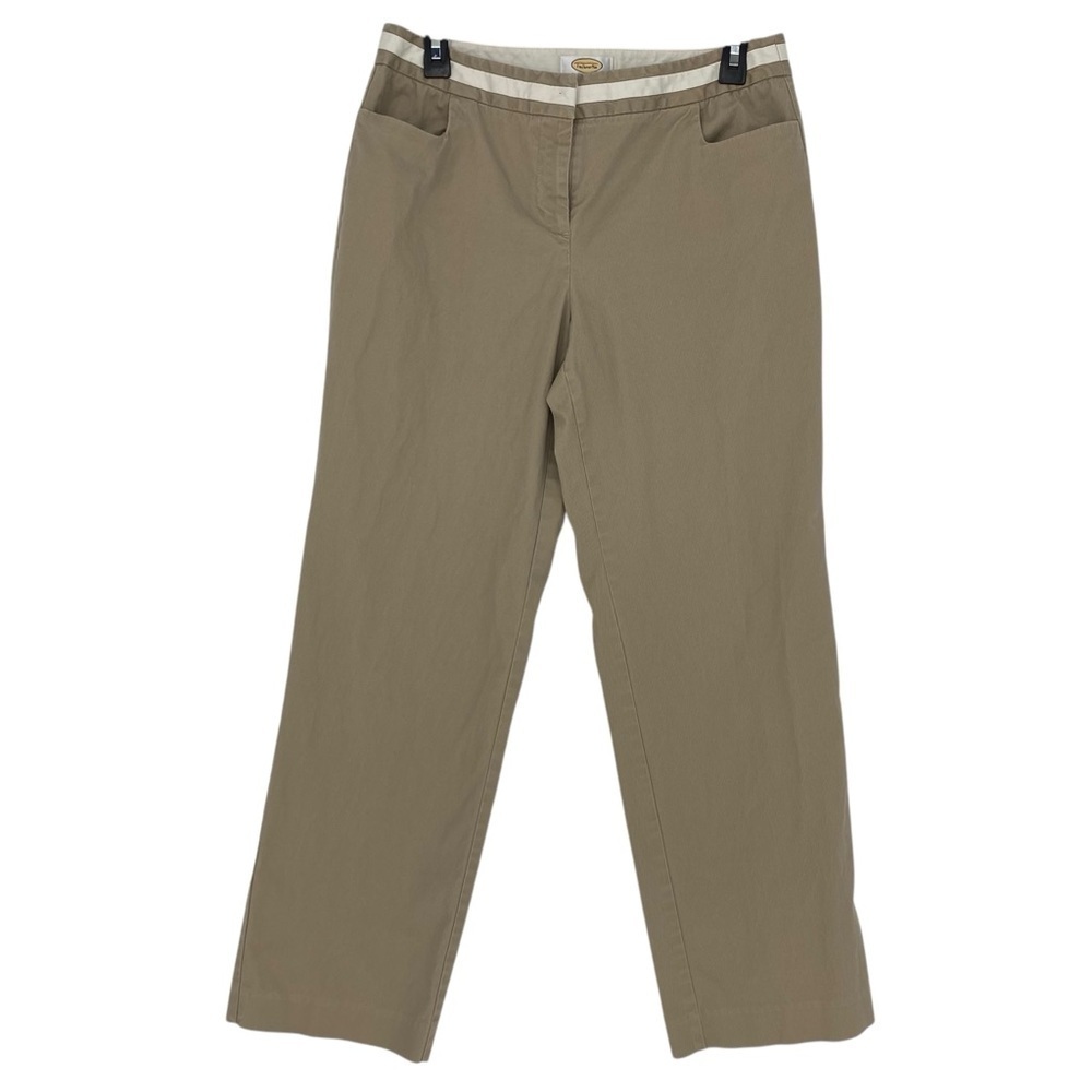 Talbots khaki tan fine ribbed ankle pants wms sz 10P